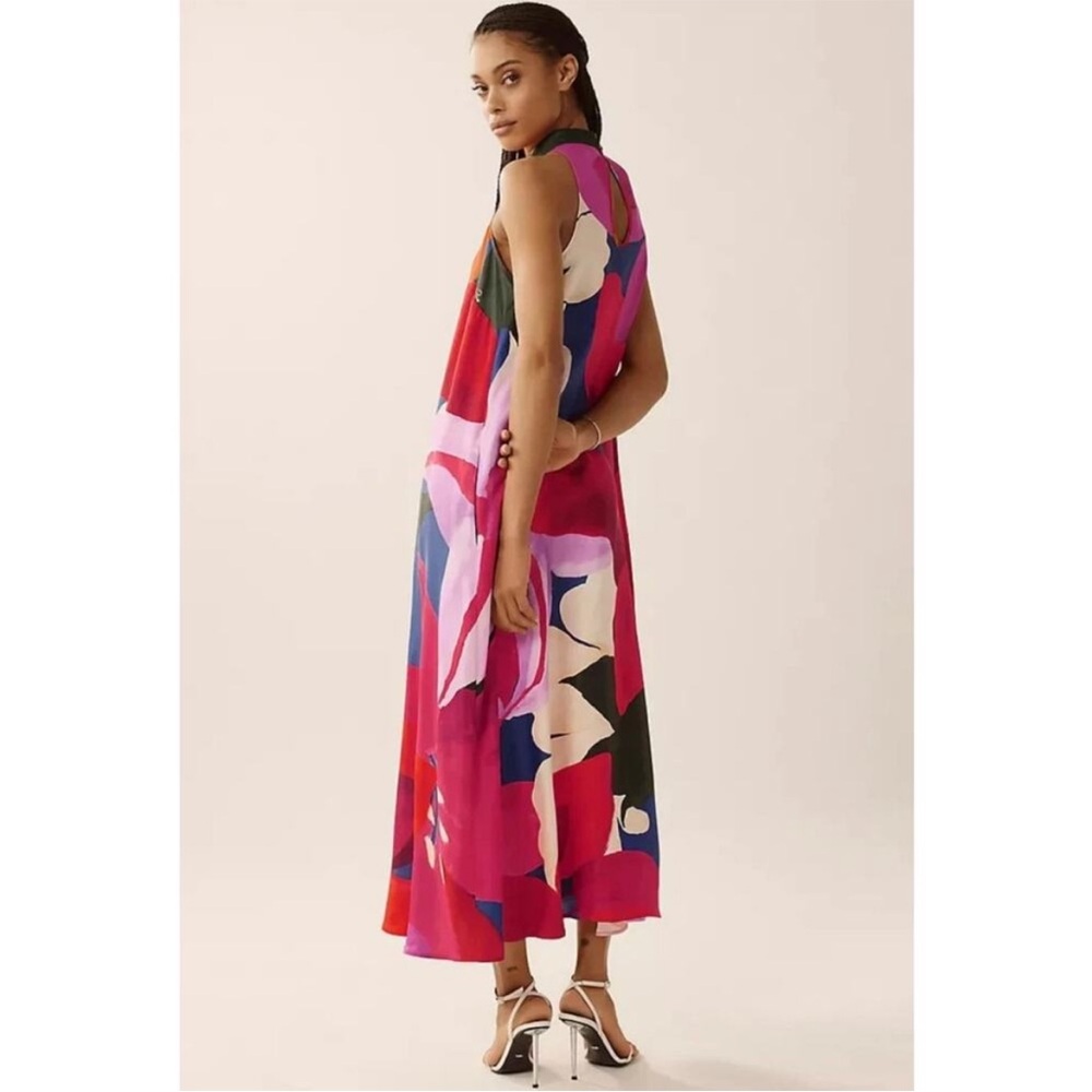 FARM Rio x Anthropologie Floral Halter Maxi Dress Size XL NWT in Tropical Red - Picture 2 of 16